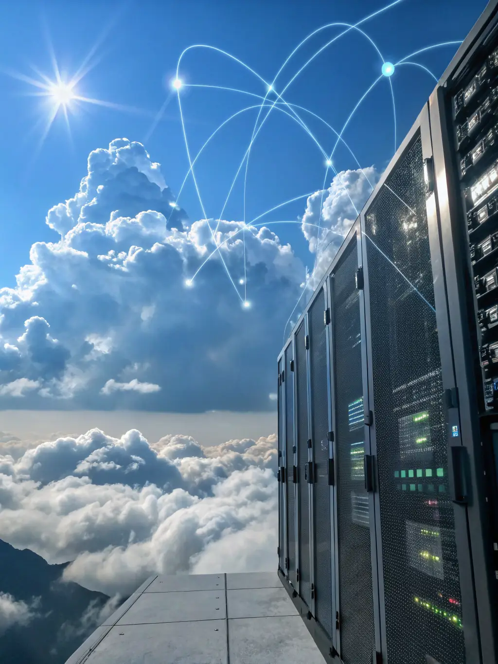 A visual representation of cloud computing architecture, highlighting scalability and flexibility.